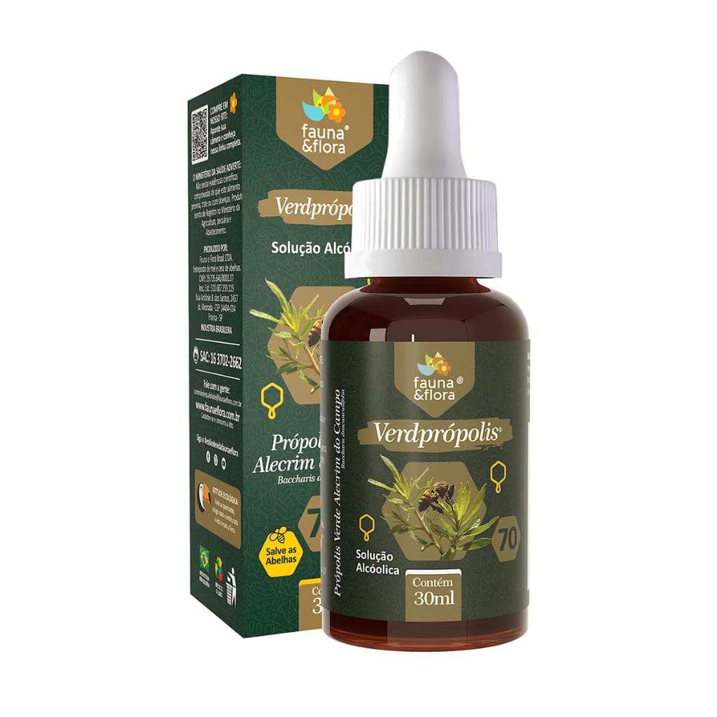 Própolis Verde Extrato 70% Natural Puro Solução Alcoólica Fauna Flora Para Imunidade Garganta Gotas Líquido  Fortalece In Natura Oferta