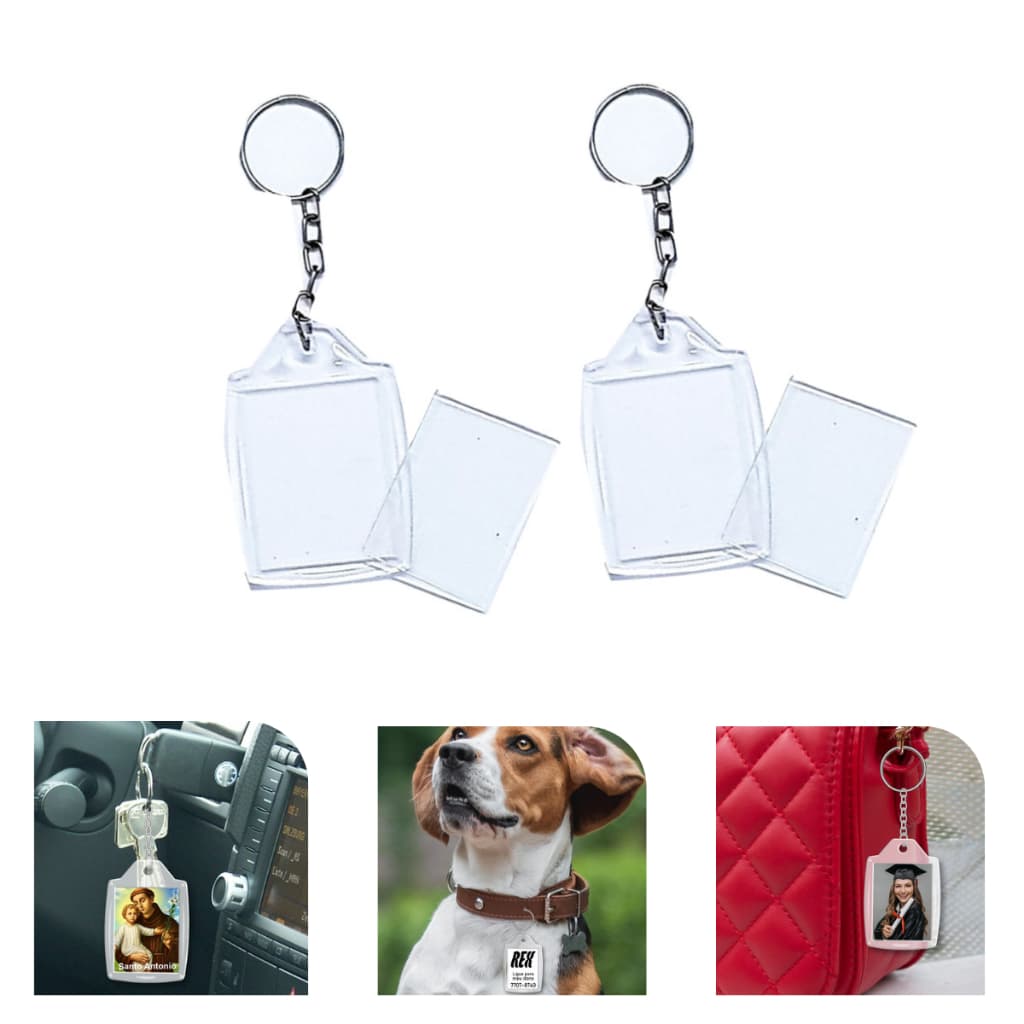 CHAVEIRO PARA FOTO 3X4 RETANGULAR TRANSPARENTE PROMOÇAO 30 A 100 UNI. IDEAL PARA BRINDE OFERTA