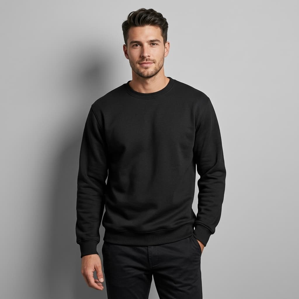Moletom Gola Careca Sem Capuz Blusa de Frio Masculino Preto Unissex Oferta