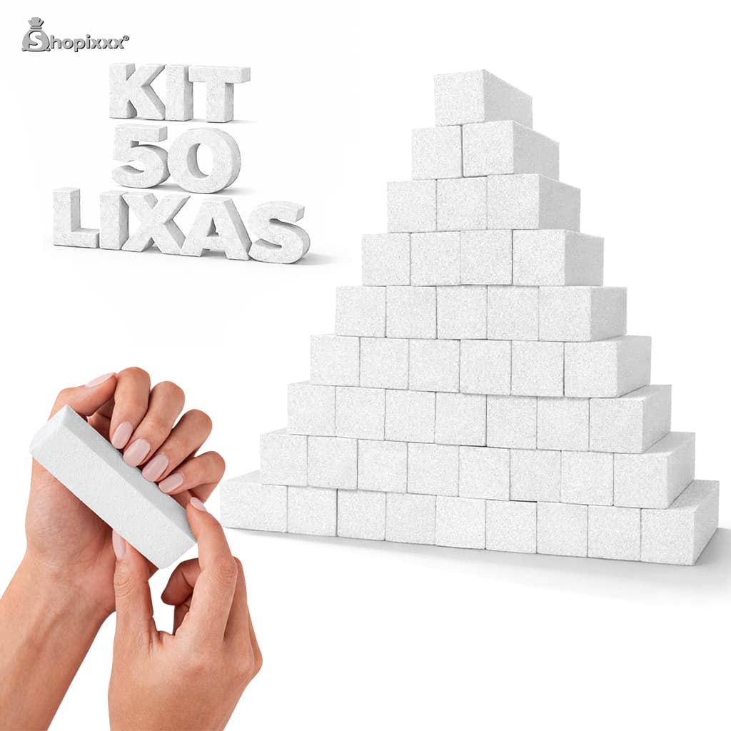 Kit 50, 40, 30, 20, 10 Lixa Bloco De Unha Fecha Poros Polidora Unhas gel polygel acrilico OFERTA